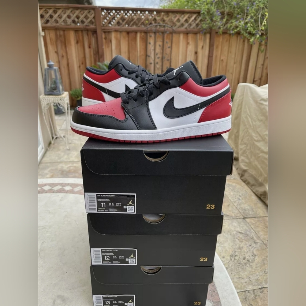 AIR JORDAN 1 LOW BLACK-WHITE BRED TOE MEN'S US SIZE 13 NEW IN BOX